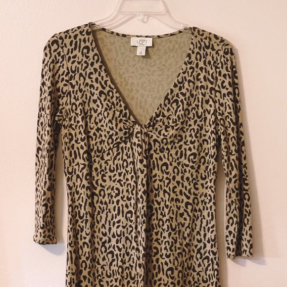 New Ann Taylor Loft Petites 6P Leopard Animal Print Stretch Knit Dress - Picture 3 of 5